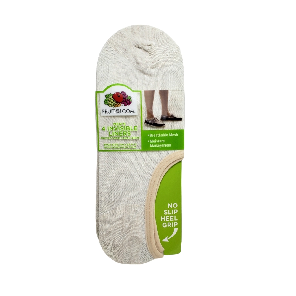Fruit of the Loom Invisible Liner Socks Size 6-12  4 pack